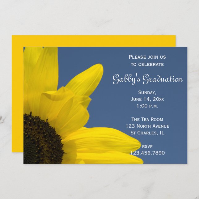 Sunflower and Sky Graduation Party Invitation (Front/Back)