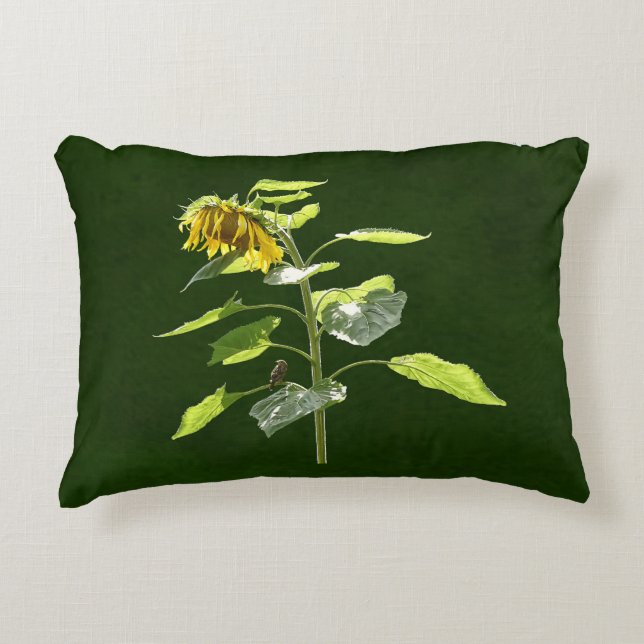 Sunflower and Sparrow Decorative Cushion (Front)