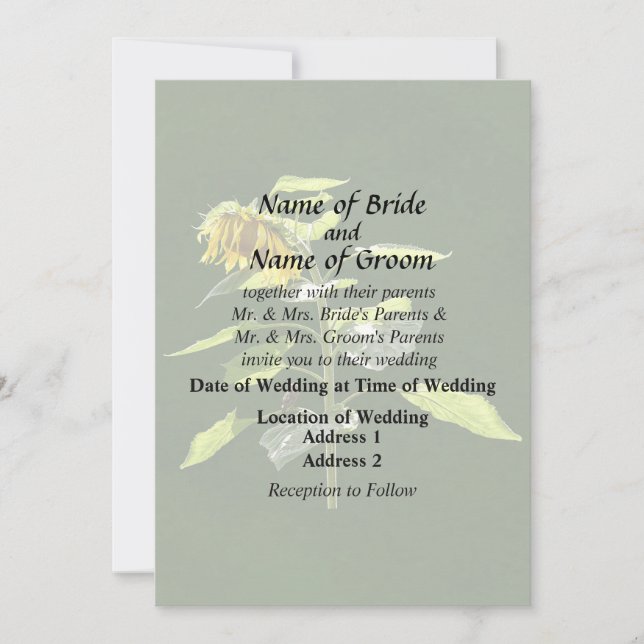 Sunflower and Sparrow Invitation (Front)