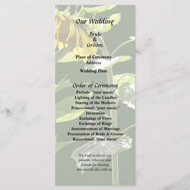 Sunflower and Sparrow Programme (Front)