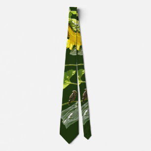 Sunflower and Sparrow Tie
