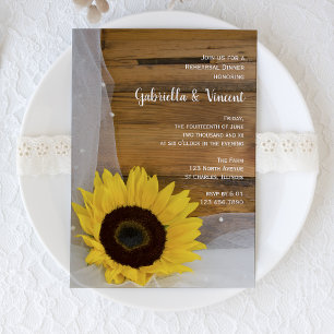 Sunflower and Veil Country Rehearsal Dinner Invite