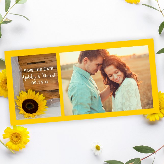 Sunflower and Veil Country Wedding Save the Date (Creator Uploaded)