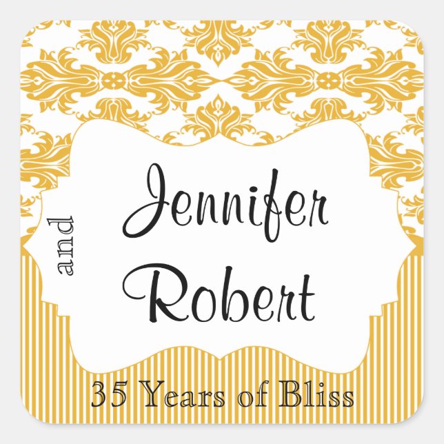 Sunflower and White Damask Envelope Seal (Front)