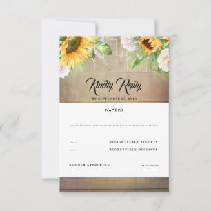 Sunflower and White Rose Fall Wedding RSVP