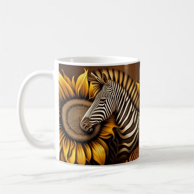 Sunflower and zebra coffee mug (Left)