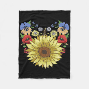 Sunflower Andpoppies Funny Ukraine Floral Ukrainia Fleece Blanket