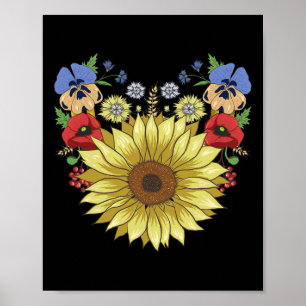 Sunflower Andpoppies Funny Ukraine Floral Ukrainia Poster