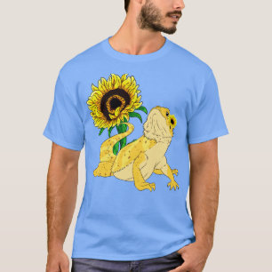 Sunflower Animal Reptile Lover Pet Bearded Dragon T-Shirt