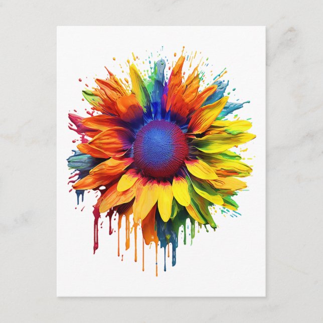 Sunflower Art Abstract Flower Painting Artwork Sun Enclosure Card (Front)