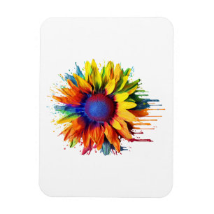 Sunflower Art Abstract Flower Painting Artwork Sun Magnet