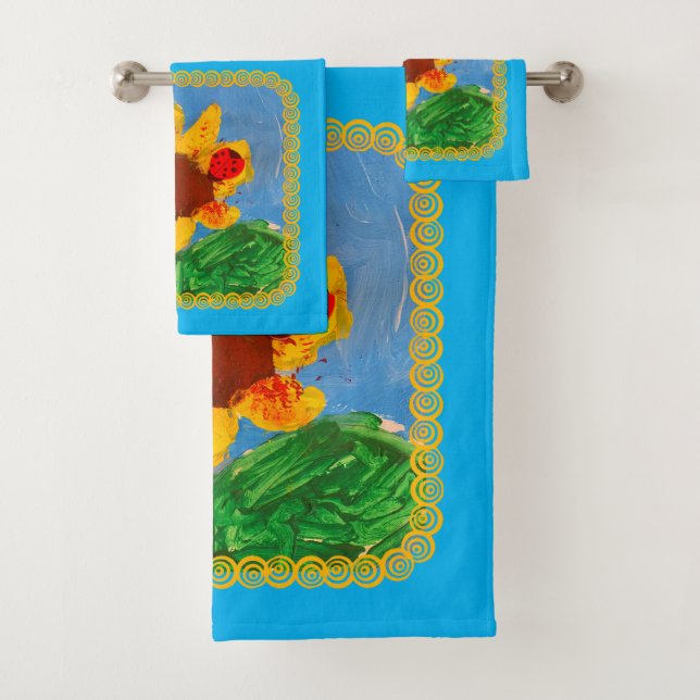 Sunflower "Art by Kids" Bath Towel Set (Insitu)