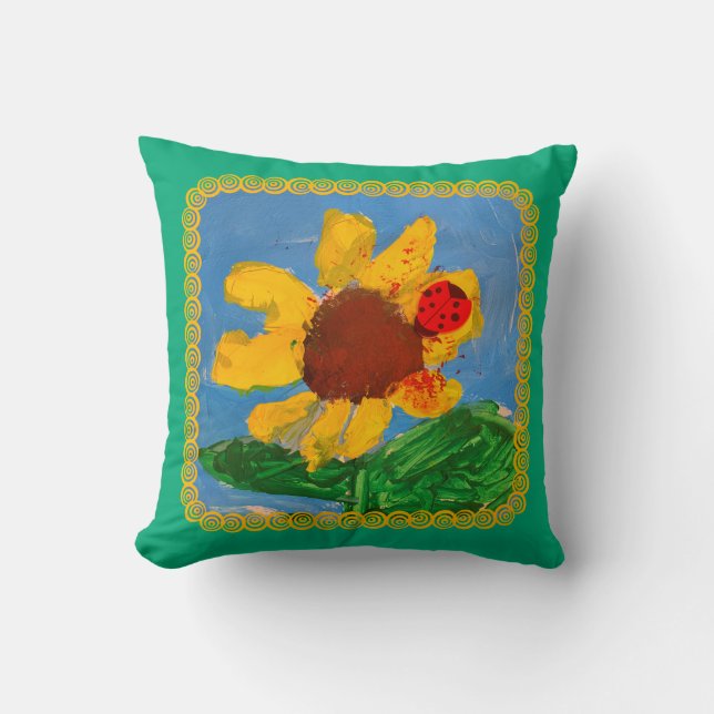 Sunflower "Art by Kids" Cushion (Front)
