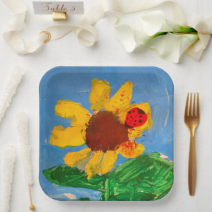 Sunflower "Art by Kids" Paper Plate