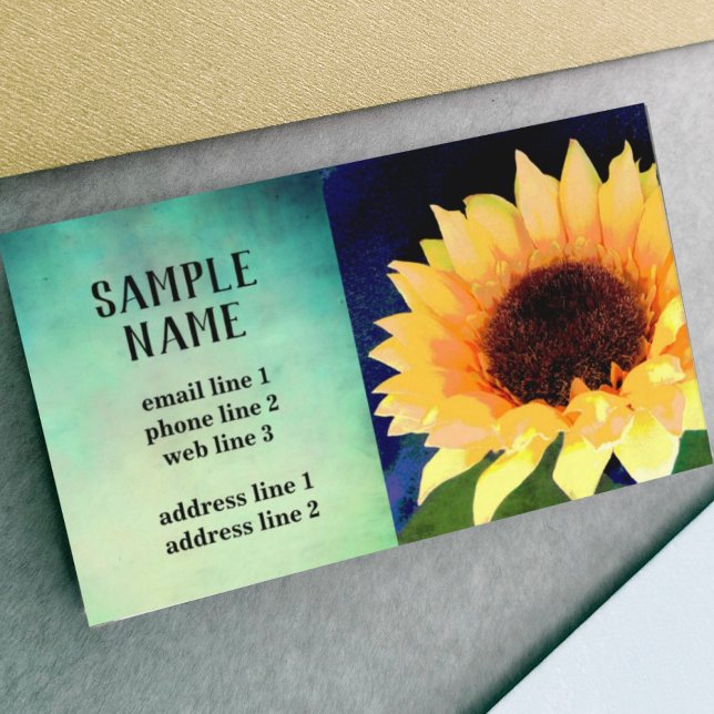 sunflower art custom business card blue and yellow (Creator Uploaded)