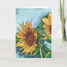 Sunflower Art Folded Blank Greeting Card