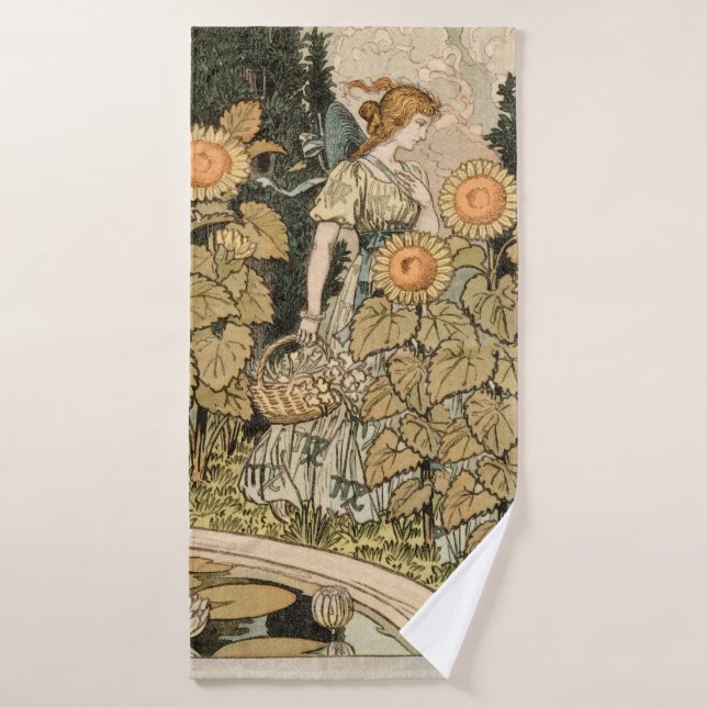 Sunflower Art Nouveau Garden Grasset Woman Bath Towel Set (Bath Towel)