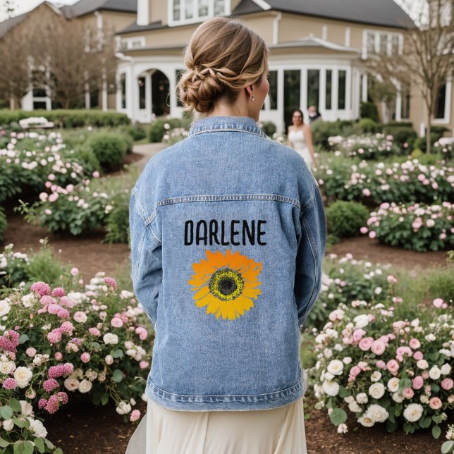 SUNFLOWER ART Personalised  Denim Jacket (Wedding Back)