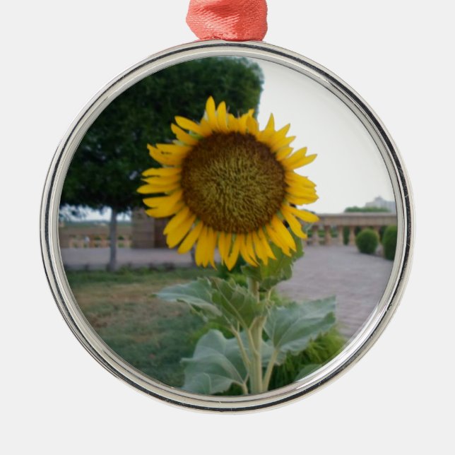 Sunflower Art Print Metal Tree Decoration (Front)