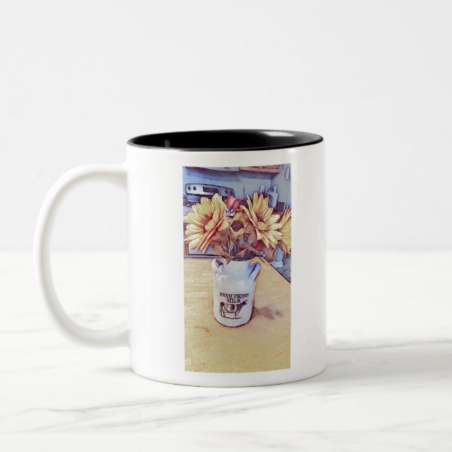 Sunflower Art Two-Tone Coffee Mug (Left)