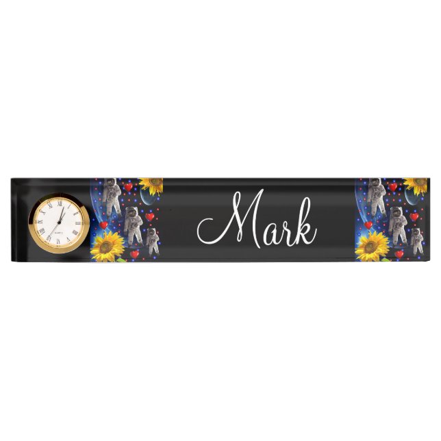 Sunflower Astronaut Desk Nameplate (Front)