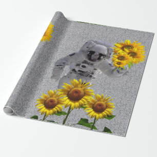 Sunflower Astronaut Matte Wrapping Paper
