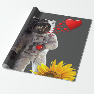 Sunflower Astronaut Matte Wrapping Paper