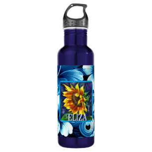 Sunflower at Night Flower Floral Personalised 710 Ml Water Bottle