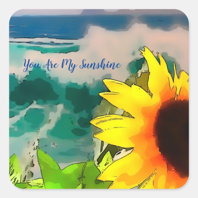 Sunflower at the Beach  you are my sunshine      Square Sticker (Front)