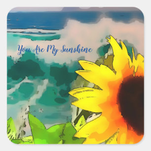 Sunflower at the Beach  you are my sunshine      Square Sticker