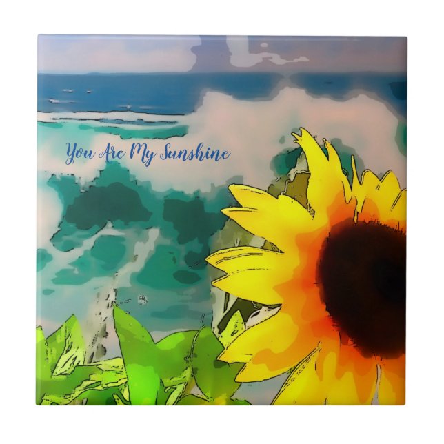 Sunflower at the Beach  you are my sunshine      Tile (Front)