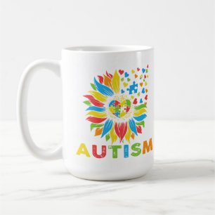 Sunflower Autism Awareness Day Love Puzzle Ribbon Coffee Mug