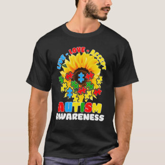 Sunflower Autism Awareness Live Love Accept Autist T-Shirt