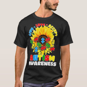 Sunflower Autism Awareness Live Love Accept Autist T-Shirt
