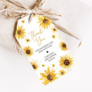 Sunflower Autumn Baby Shower Favour Tags