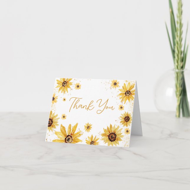 Sunflower Autumn Baby Shower Thank You Card (Front)