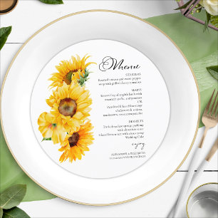 Sunflower Autumn Fall Wedding Menu Card