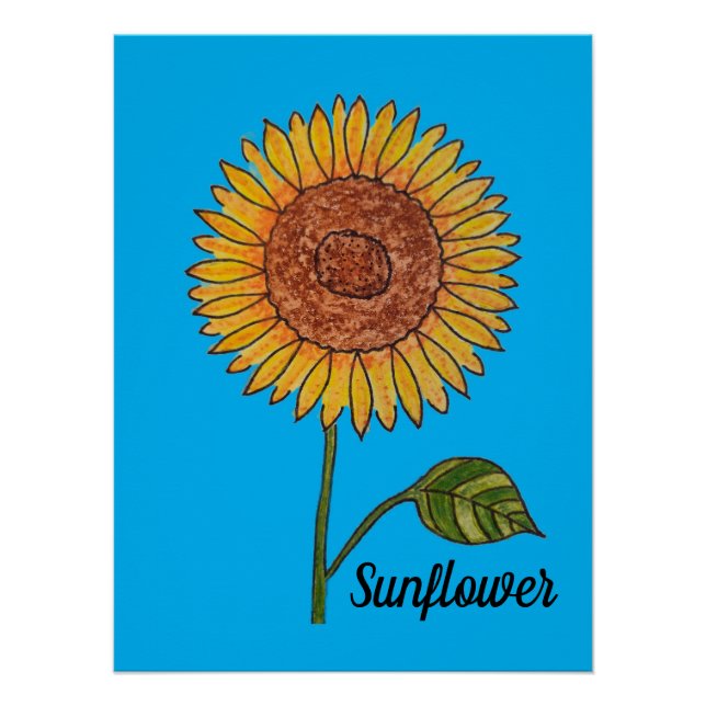 Sunflower Azure Blue Poster (Front)