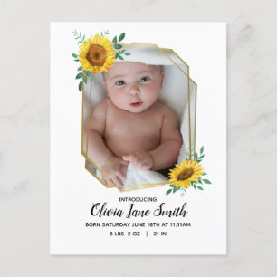 Sunflower Baby Birth Announcement