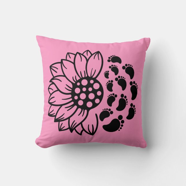 Sunflower & Baby Feet Cushion (Front)
