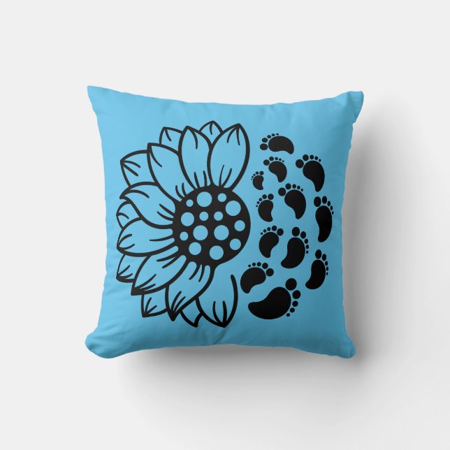 Sunflower & Baby Feet Cushion (Front)