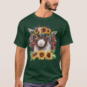 Sunflower Baby Goat Farmlife Cute Farm Animal  T-Shirt