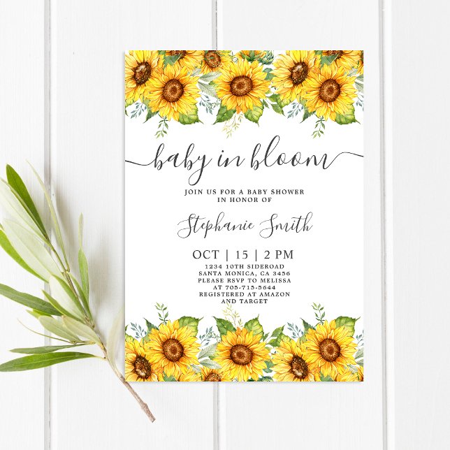 Sunflower Baby in Bloom Baby Shower Girl Invitation (Creator Uploaded)