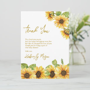 Sunflower Baby in Bloom Baby Shower Thank You Card