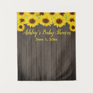 Sunflower Baby Shower Backdrop Wood Photo Booth Tapestry