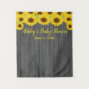 Sunflower Baby Shower Backdrop Wood Photo Booth Tapestry