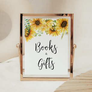 Sunflower Baby Shower Books and Gifts Poster