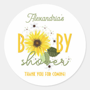 Sunflower Baby Shower Classic Round Sticker