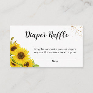 Sunflower Baby Shower Diaper Raffle Enclosure Card