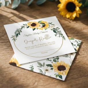 Sunflower Baby Shower Diapers Raffle Enclosure Card